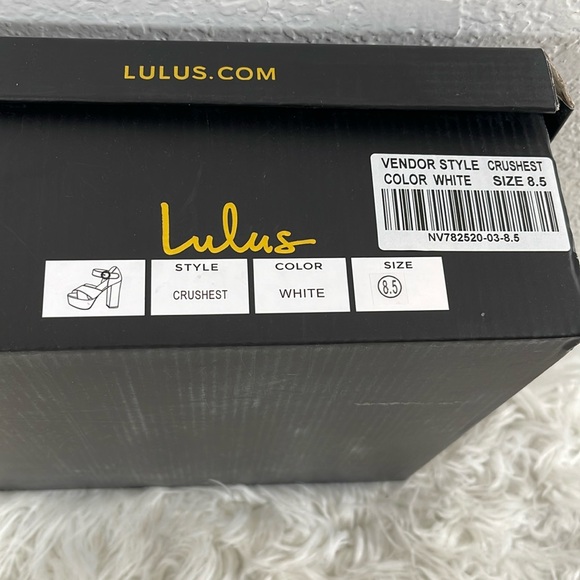 LULUS Crushest White Satin Rhinestone Ankle-Strap Chunky Heels Size 8.5 NEW - Picture 14 of 15